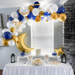 Navy Blue Gold Balloons Set, 60Pcs 12 Inch Navy Blue White Metallic Gold and Gol