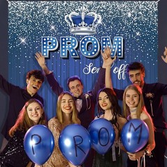 2026 Graduation Prom Background 5.9×5.9 Ft Blue Silver Glitter Photo Banner