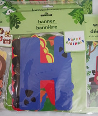 Party Supplies. Let’s get Wild plates, napkins, masks, hats, confetti, banner +