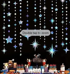 Iridescent Party Decorations Star Circle Garland 4 7Ft Strands – A0216
