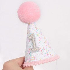 Pink 1st Birthday Hat – Confetti First Birthday Decor, Sprinkle Photo Prop