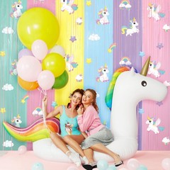 Tiamon Unicorn Party Decorations 2 Pack Foil Fringe Curtains