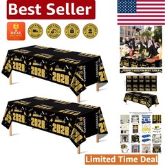 Celebrate Graduation 2026 with 2 Pack Elegant Black & Gold Tablecloth – 54″x108″