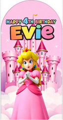 Peach Princess Castle Happy Birthday Arch Backdrop Cover Background Party