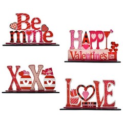 4 PCS Valentine’s Day Love Wooden Table Sign Anniversaries Centerpiece