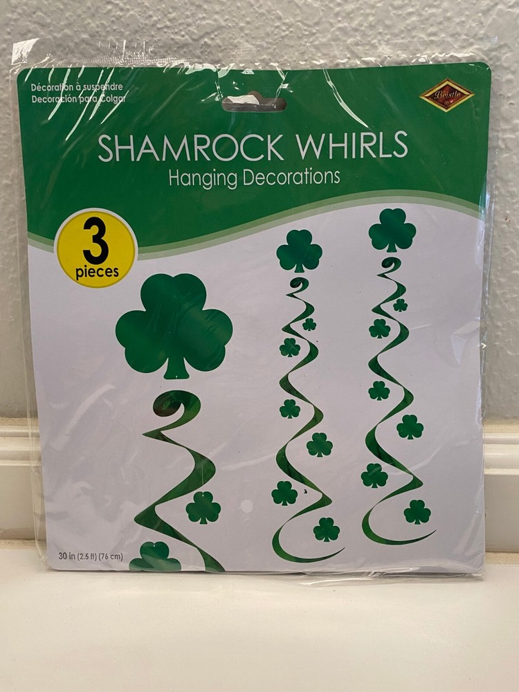 St Patrick’s Day Shamrock Hanging Foil Whirls 30″ 3 pieces
