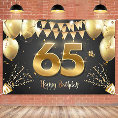 HAMIGAR 6X4Ft Happy 65Th Birthday Banner Backdrop – 65 Years Old Birthday Decora