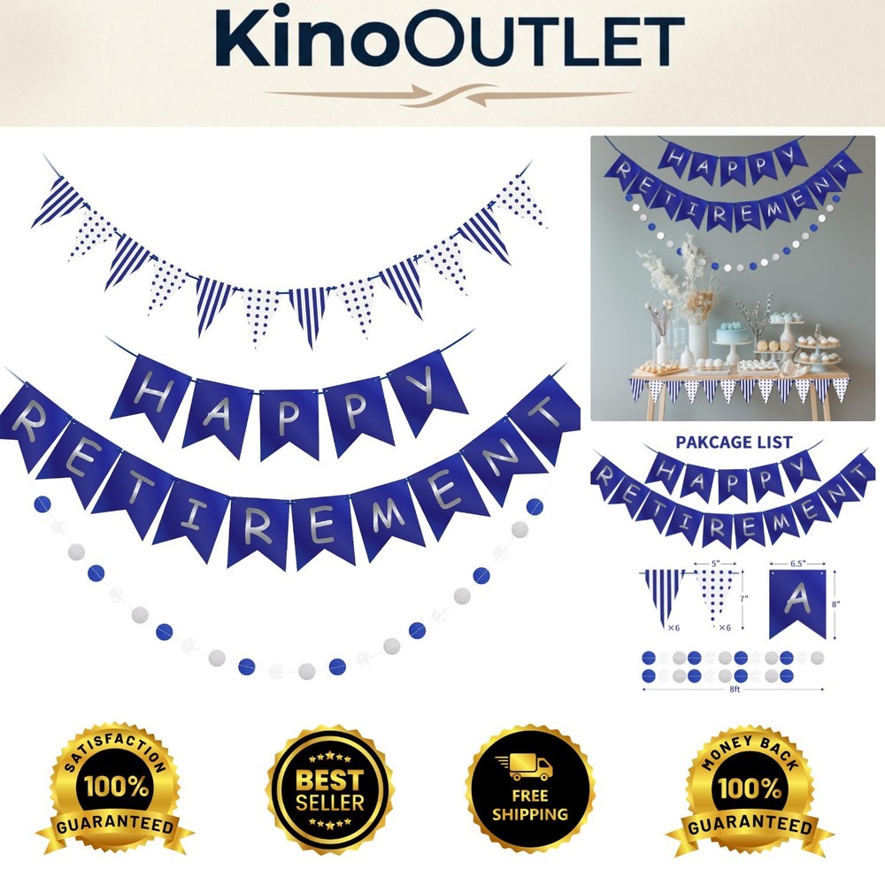 Lightweight Blue Silver Retirement Party Banner – Perfect for Celebrations