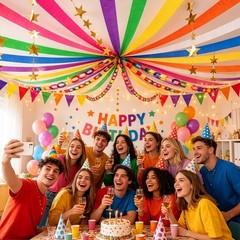 Rainbow Party Decoration Kit with 656ft Crepe , 600 Sheets Chain Strips, 13ft…