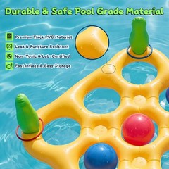 2 in 1 Pool Toys Games Set Inflatable Pool Float with 10 Balls & 8 Rings Tic-…
