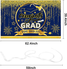 63×40″ Class of 2026 Graduation Backdrop Banner Congrats Grad Party Decor