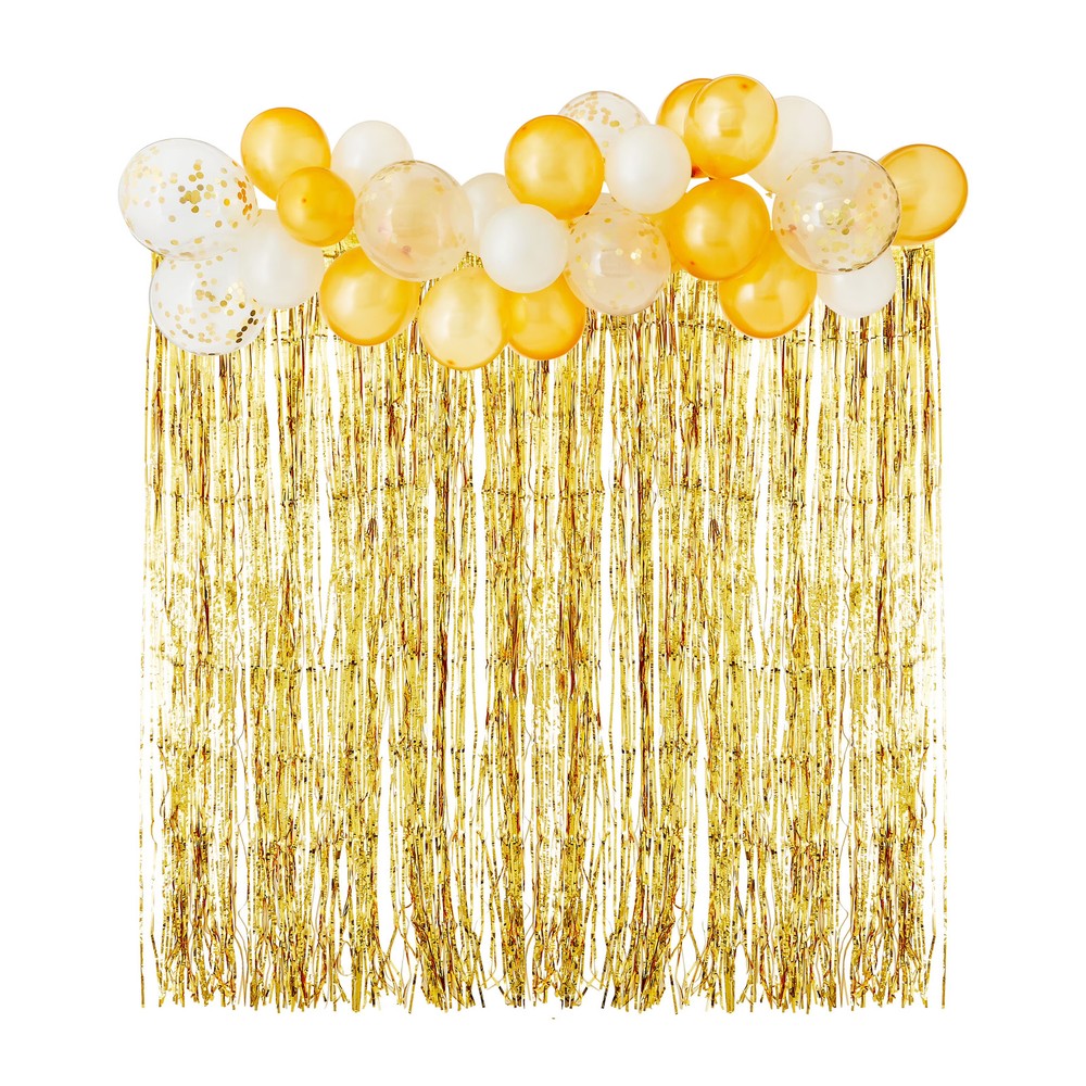 Gold/White Balloon Garland and Fringe Kit, 34 Pieces,