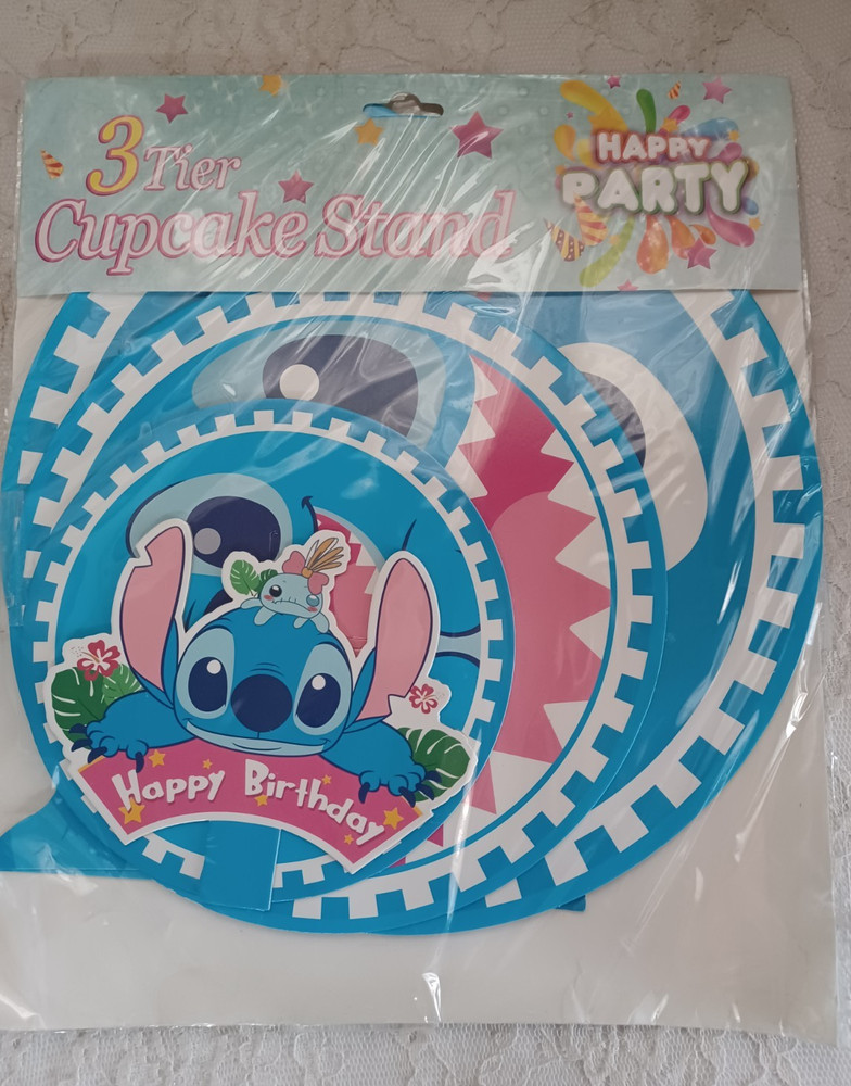 NEW~LILO & STITCH 3 TIER CARDBOARD CUPCAKE TREAT STAND BIRTHDAY PARTY DECORATION