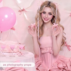 Chumia 4 Pcs Pink Bow Artificial Macarons with Satin Ribbon Bow, Fake Macaron…