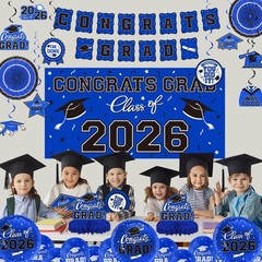 Graduation Decorations 2026 Set – Congrats Grad Banner, Class Backdrop, Balloons
