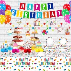 Colorful Dots Party Decorations,155pcs Happy Birthday Themed Party Decorations