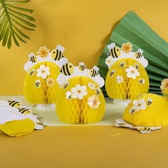 4PCS Honey Bee Honeycomb Centerpieces Decorations Yellow Bee Honeycomb Table …