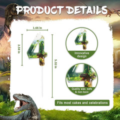 Dinosaur Birthday Candles, Dinosaur Party Decoration Supplies, Birthday Number C