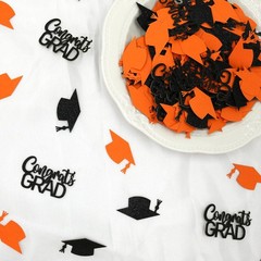 200 PCS Orange Black Graduation Confetti Class Of 2026 Glitter Table Scatter