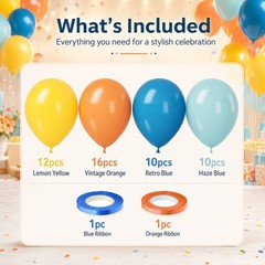 Retro Blue Yellow Orange Balloons, 12 Inch here come balloon Blue and Orange …