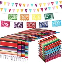 11 Pc Mexican Themed Party Decorations Cinco de Mayo Set Banner 8 Table Runners