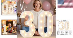 Marquee Number 30 Light Up Decor 12.6 Inch for Birthday Anniversary Celebration