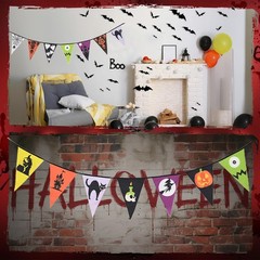 49 Inch Halloween Banners 2 Pcs Flags Haunted Mansion Pumpkin Ghost Signs Wal…