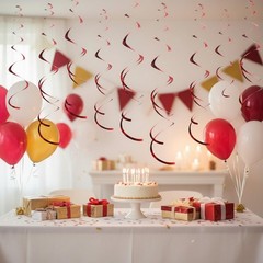 30 PCS Red Ceiling Swirls Hanging Red Swirl Decorations Shiny Foil Streamers