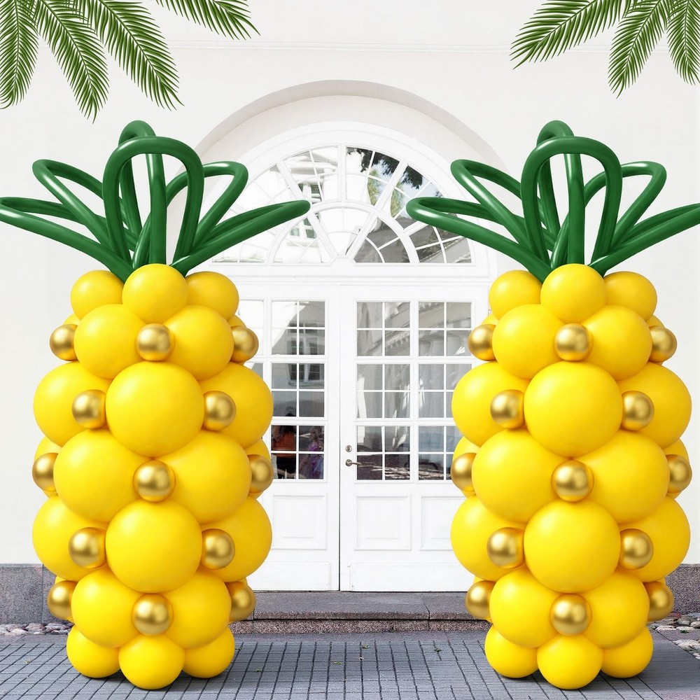 206 Pcs Pineapple Balloon Kit with Metallic Gold Dark Green Long Balloons Dec…