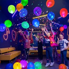 LED Balloons Flashing, 200 Pack, 8 Colors Light Up Balloons, Lasts 12-24 Hours..