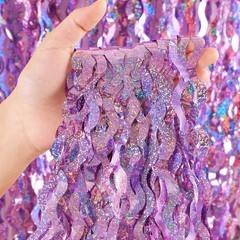 4 Pack Pink Tinsel Curtain Party Backdrop – 3.3 ft x 6.6 ft Sparkle Wavy Foil…