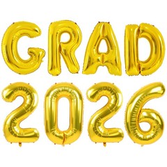 40 Inch Gold 2026 Graduation Balloons Decorations, Large Foil Mylar GRAD Lett