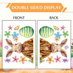Extra Large Bunny Rabbit Easter Window Clings Retro Floral Bunny Flower Egg D
