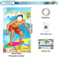 Hawaiian Surfer Photo Backdrop 59×39″ Aloha Surfing Boy Theme – Beach Party!