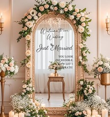 3 Pcs Welcome to Our Wedding Mirror Sign Decal,Vinyl Lettering Size1, Black