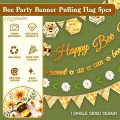 Happy Birthday Banner Bumblebee Party Decorations NO DIY Pre-Strung Happy Bee…
