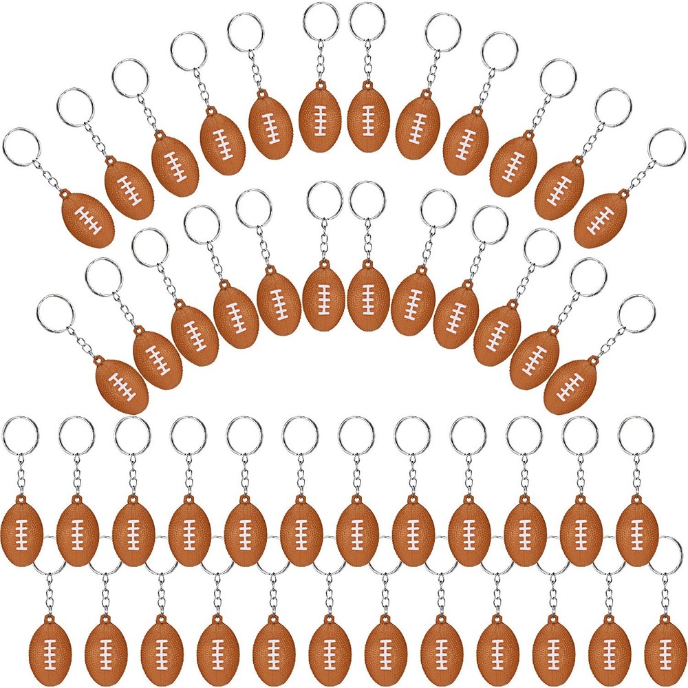 48 Pack Football Keychain Bulk Football Favors Mini Stress Ball Keychains for…