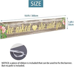 He Asked She Said Yes Backdrop Banner Decorations Large Wedding Engagement Pa…