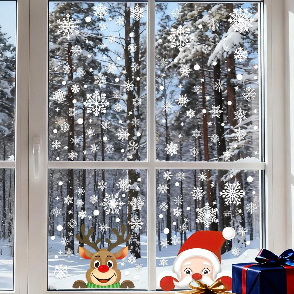 465 PCS 10 Sheet Double-Sided Christmas Window Clings, White 03