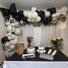 Black Bow Balloon Arch, Black White Coquette Decorations, Double Pearl Sand W…
