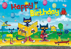 Pete The Cat Happy Birthday Party Backdrop 5×3 ft Background Banner & Balloons