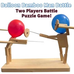 Balloon Bamboo Man Battle,2024 New Pop Wooden Fencing Puppets,Fun Wooden Bots…