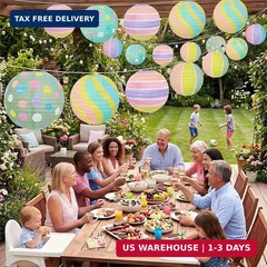 ADLKGG 12 Pieces Pastel Party Decorations – 8 Inches Hanging Paper Lanterns for