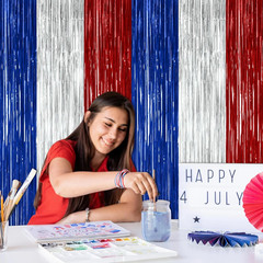 2 Pack 4Th of July Decorations, 3.28 FT X 7.05 FT 250 Anniversary Tinsel Backdro
