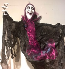 Large Witch Halloween decoration with light and sound handing 1.3m long