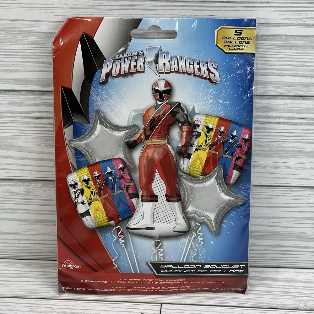 Power Rangers Theme Balloon Bouquet 5 Pieces Boys Kids Birthday Party Decoration