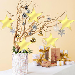 100 Pcs 6 Inch Gold Star Cutouts Double Printed Paper Stars Gold Star Decoration