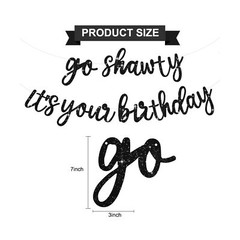 BEISHIDA Black Go Shawty It’s Your Birthday Banner – NO DIY – Hip Hop Theme G…