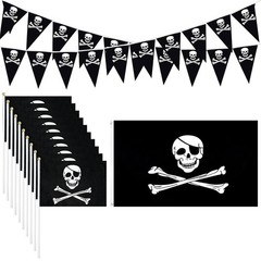 Pirate Day Party Flag Set – Includes 65ft Pirate Skull Banner, 3ftx4.92ft Big