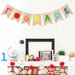1St Grade Banner Burlap for Back to School Decorations | Happy First Day of Scho